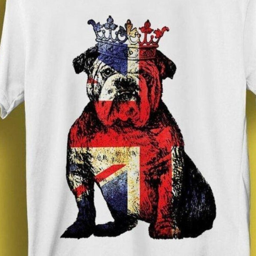 British Bulldog Union Jack England Crown Retro Graphic T-Shirt 81 - Picture 2 of 5